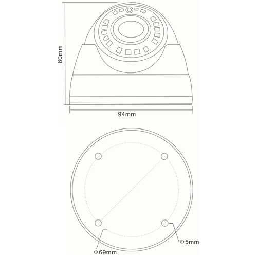 4-х форматная купольная мини камера SNR SNR-HAC-HDW1000MP-0280B 720p, 2.8мм, ИК до 30м, 12В, металл (следы эксплуатации)